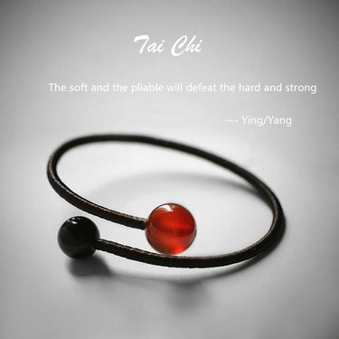 Tibetan Tai Chi Agate Stone & Braided Rope ZEN Bangle